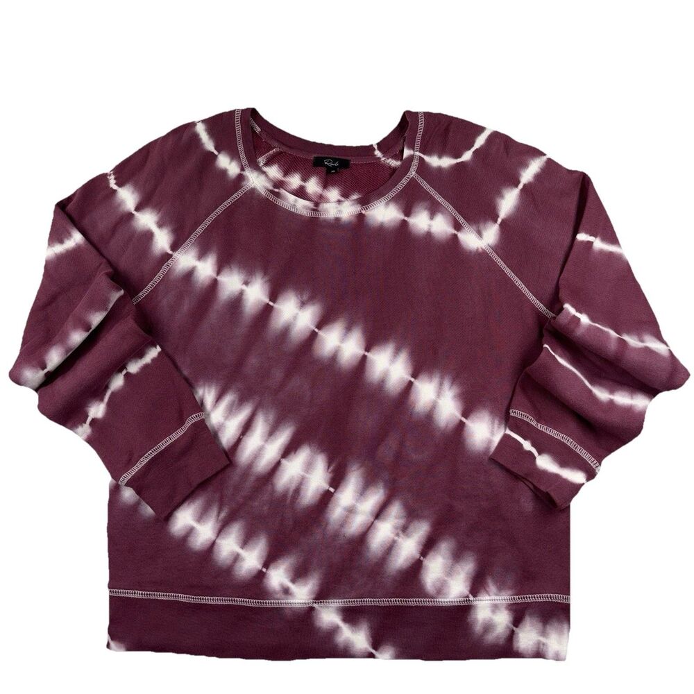 Rails Sweatshirt Theo XS in Cranberry & White Tie Dye Cotton Modal Scoop